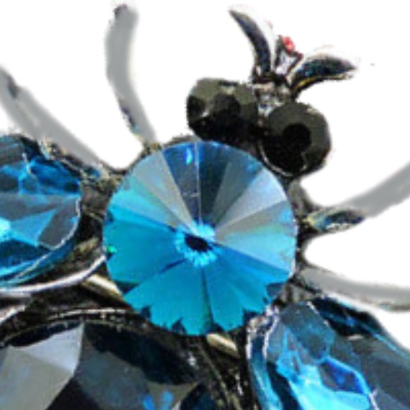 Dark Blue Rhinestone Crystal Exquisite Bee Charm Brooch Pin Silver Plated - Picture 5 of 6